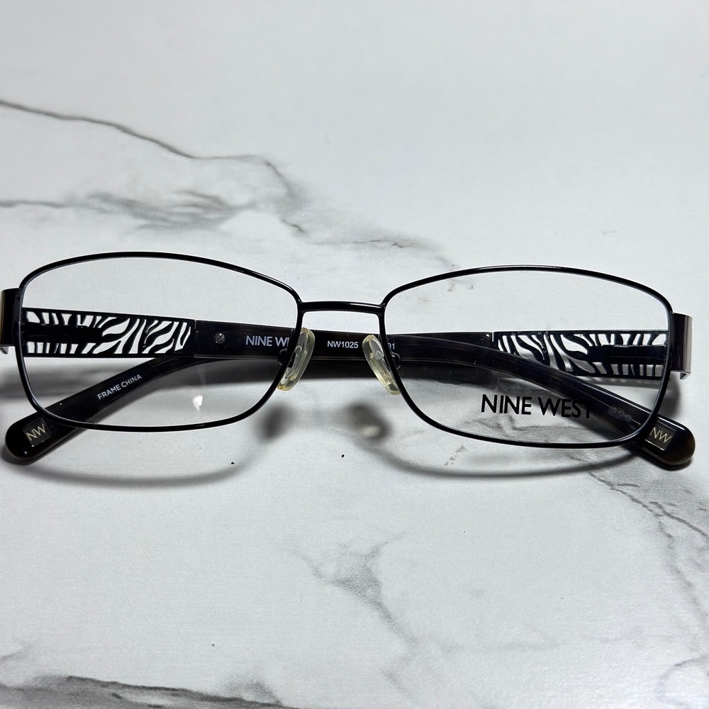 Nine West NW1025 Black Zebra Print Rectangular Eyeglass Frames 53-15-135